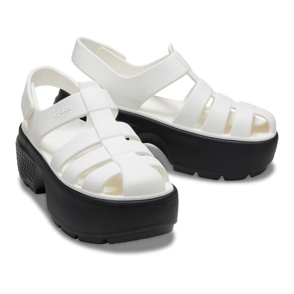 CROCS Shoes - CROCS White Platform Sandals with Chunky Design